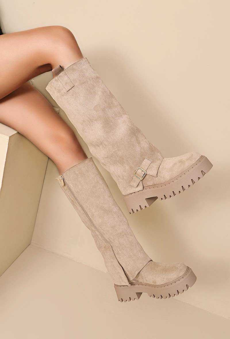 Botte haute beige