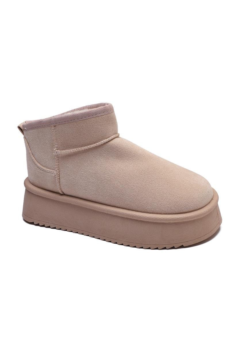 Bottines plate-forme beige